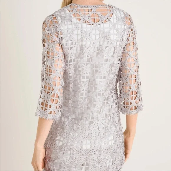 NWT Chico’s Dove Gray Travelers Soutache Jacket Size 3 (16/18) - Picture 2 of 13